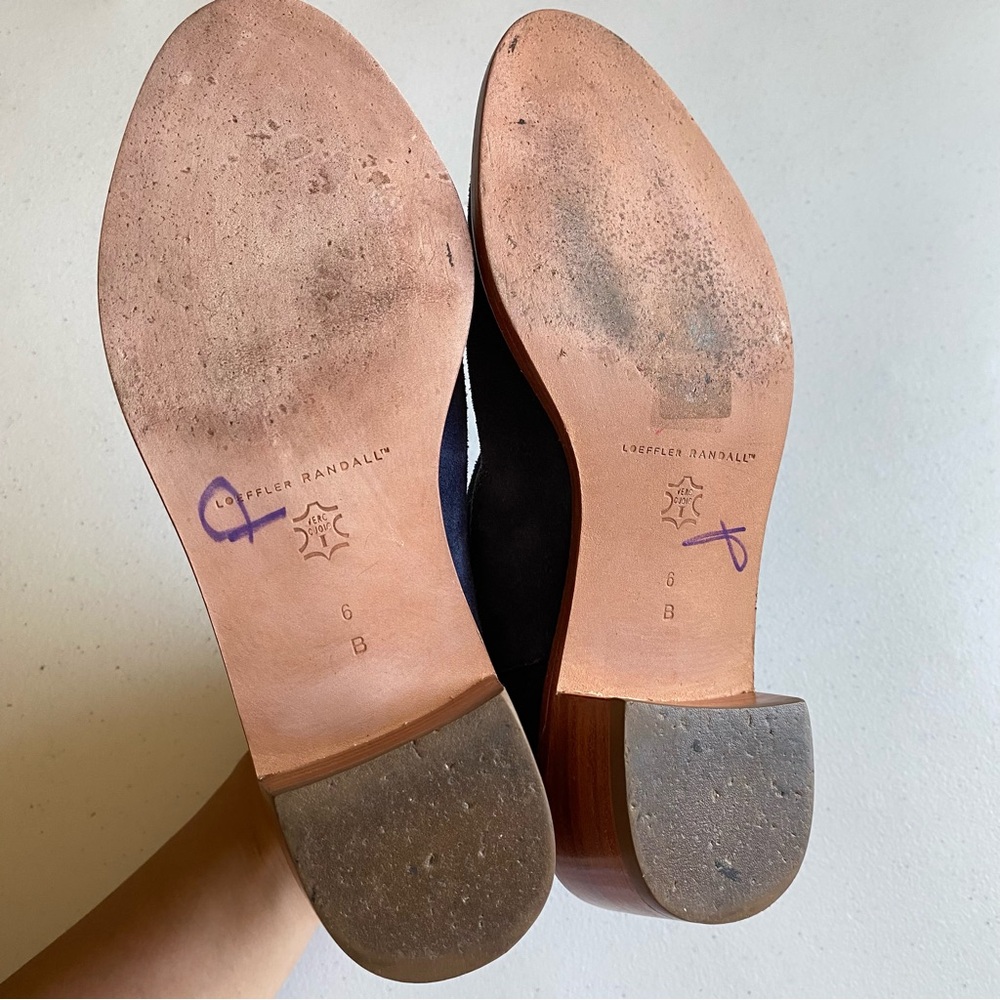 Loeffler Randall Size 6 Navy Blue Suede Leather Almond Toe Zip-up Ankle Bootie - Picture 6 of 7